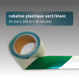 Rubalise plastique 50mm*100m blanc et vert