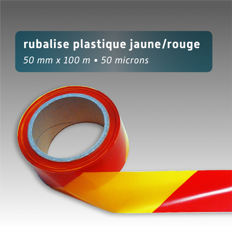 Rubalise plastique 50mm*100m rouge jaune