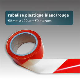 Rubalise de chantier plastique 50mm*100m rouge blanc