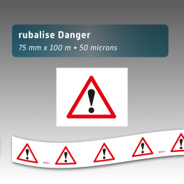 Rubalise danger triangle rouge/noir 75mm*100m
