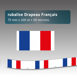 Rubalise plastique drapeau Français 75mm*100m