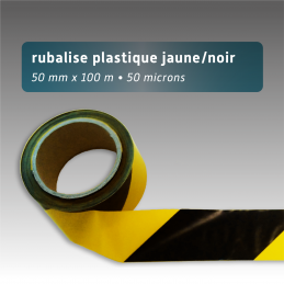 Rubalise plastique 50mm*100m jaune/noir