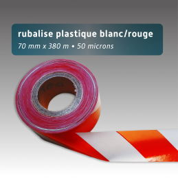 Rubalise plastique de chantier recyclée - 70mm*380m - 6 couleurs