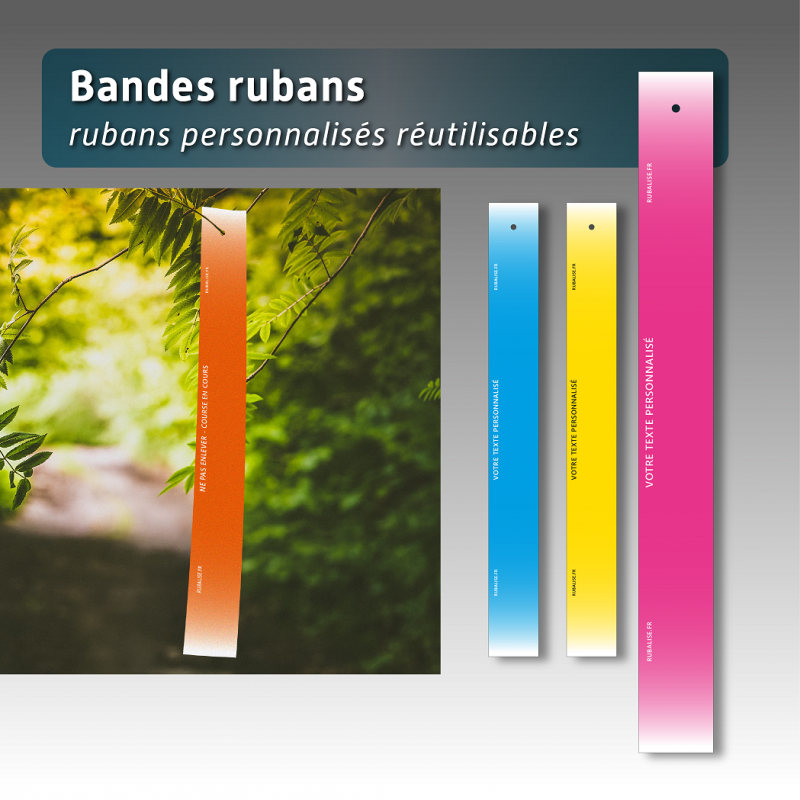 Bande de rubalise réutilisable - 5*44 cm - 8 couleurs disponibles