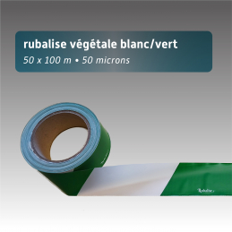 Rubalise blanche et verte végétale - 50mm*100m