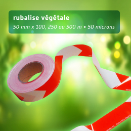 Rubalise blanche et rouge végétale - 50mm*100m