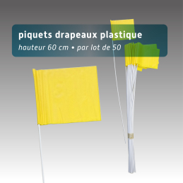 Piquets drapeau de signalisation 60 cm (lot de 50) - 3 couleurs