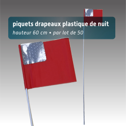 Piquet drapeau signalisation 60cm avec pastille réfléchissante - 3 couleurs