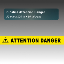 Rubalise plastique "attention danger+picto"  50mm*100m